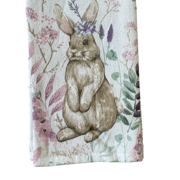 TAHARI HOME Kitchen Towels 3pk Easter Bunny Rabbit Spring Floral 18" X 28" New - Picture 13 of 16
